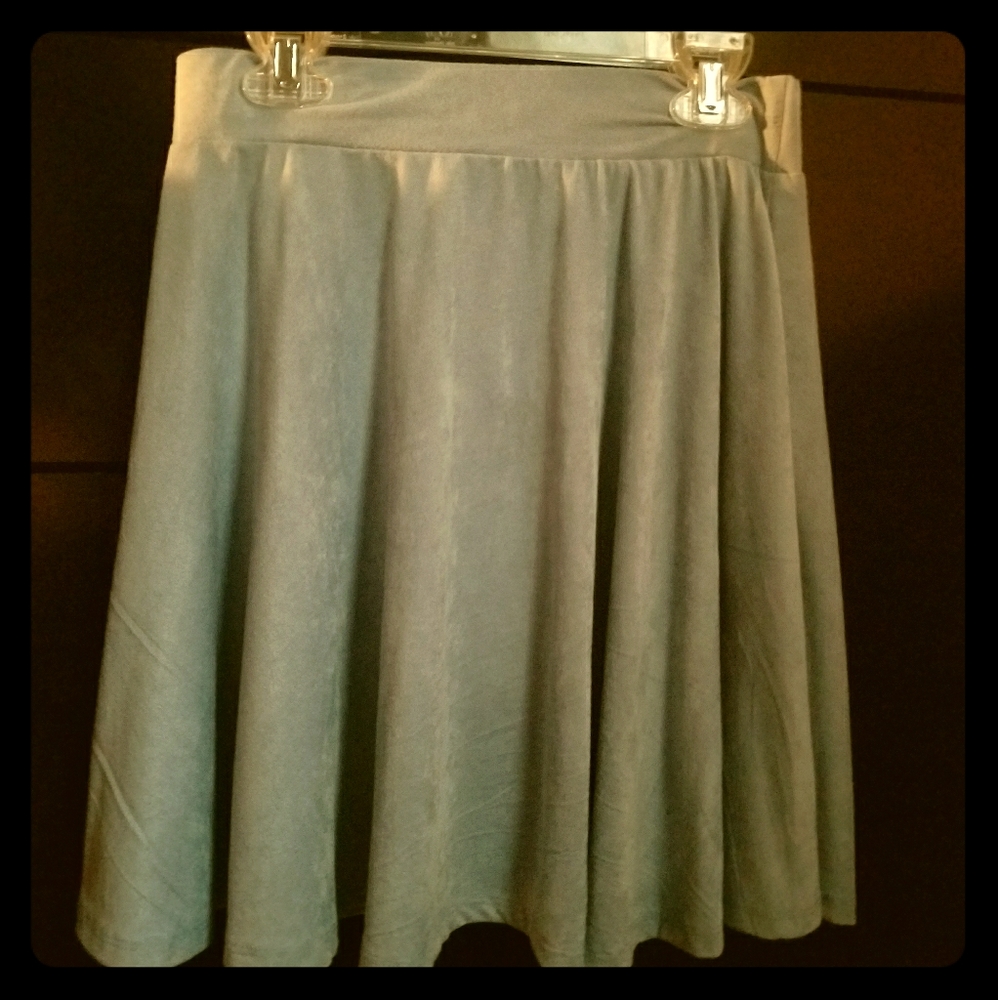Blue suede skirt
